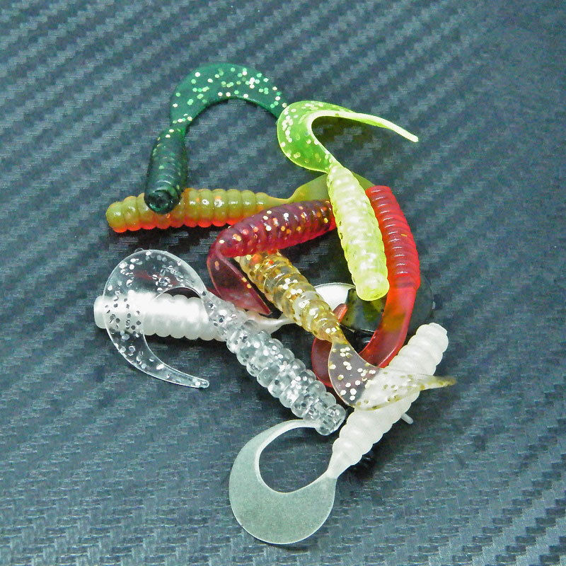 10/8 Pcs Curly Tail Fishing Lures Soft Grub Jelly Worms Bait